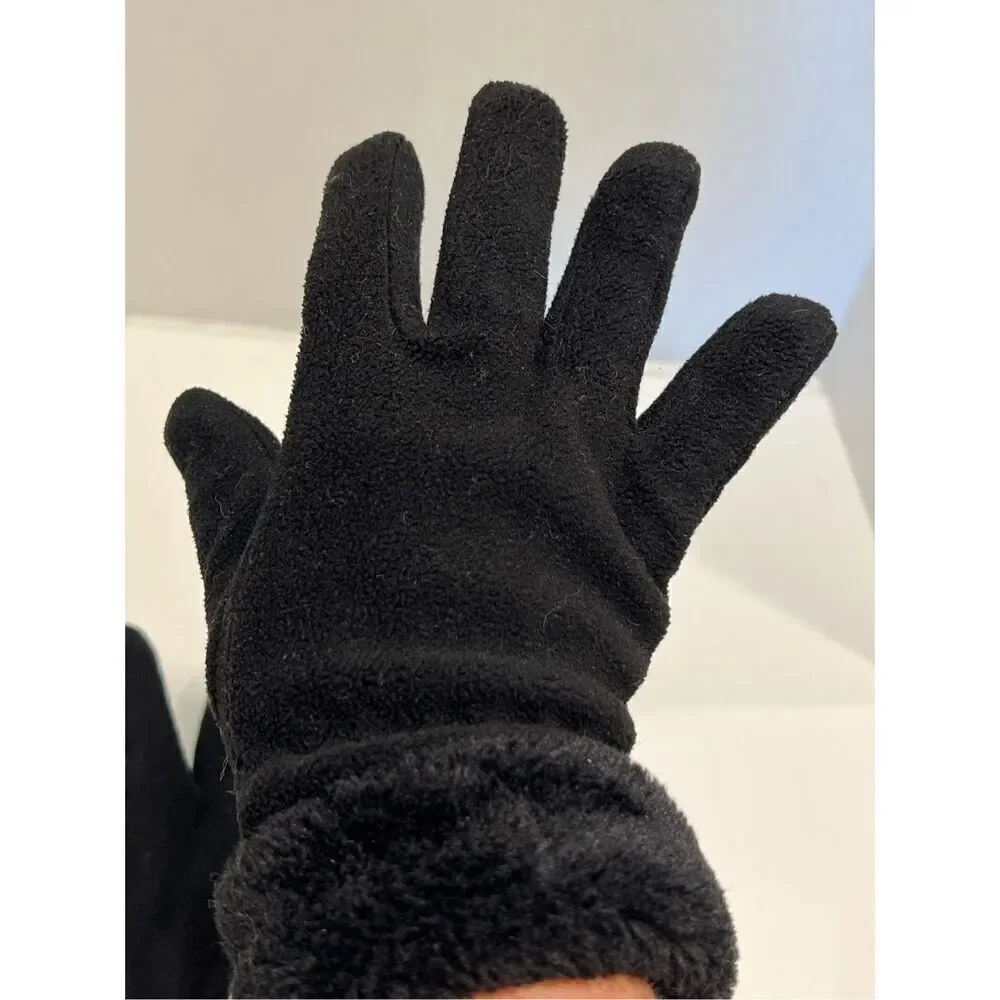 Gemo France Women’s Black Fleece Faux Fur Trim Gloves See Description